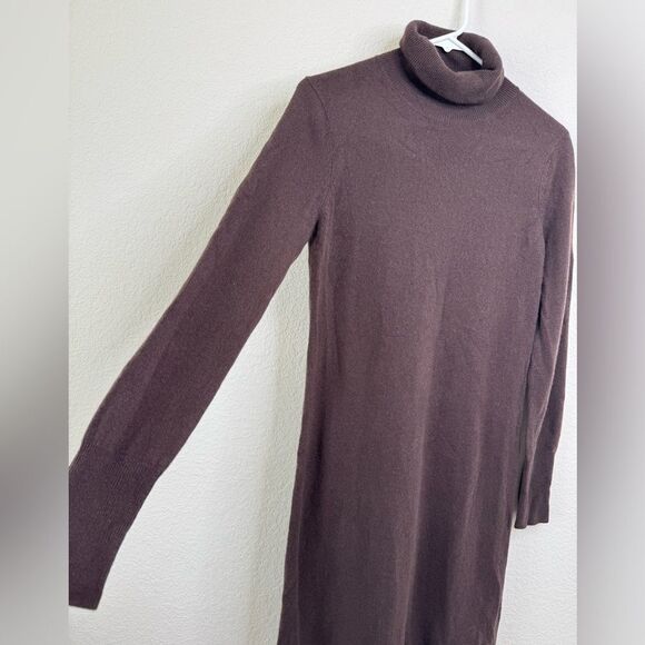 Sofiacashmere 100% Cashmere Turtleneck Sweater Dress Brown Sz M Soft Old Money - Picture 3 of 6